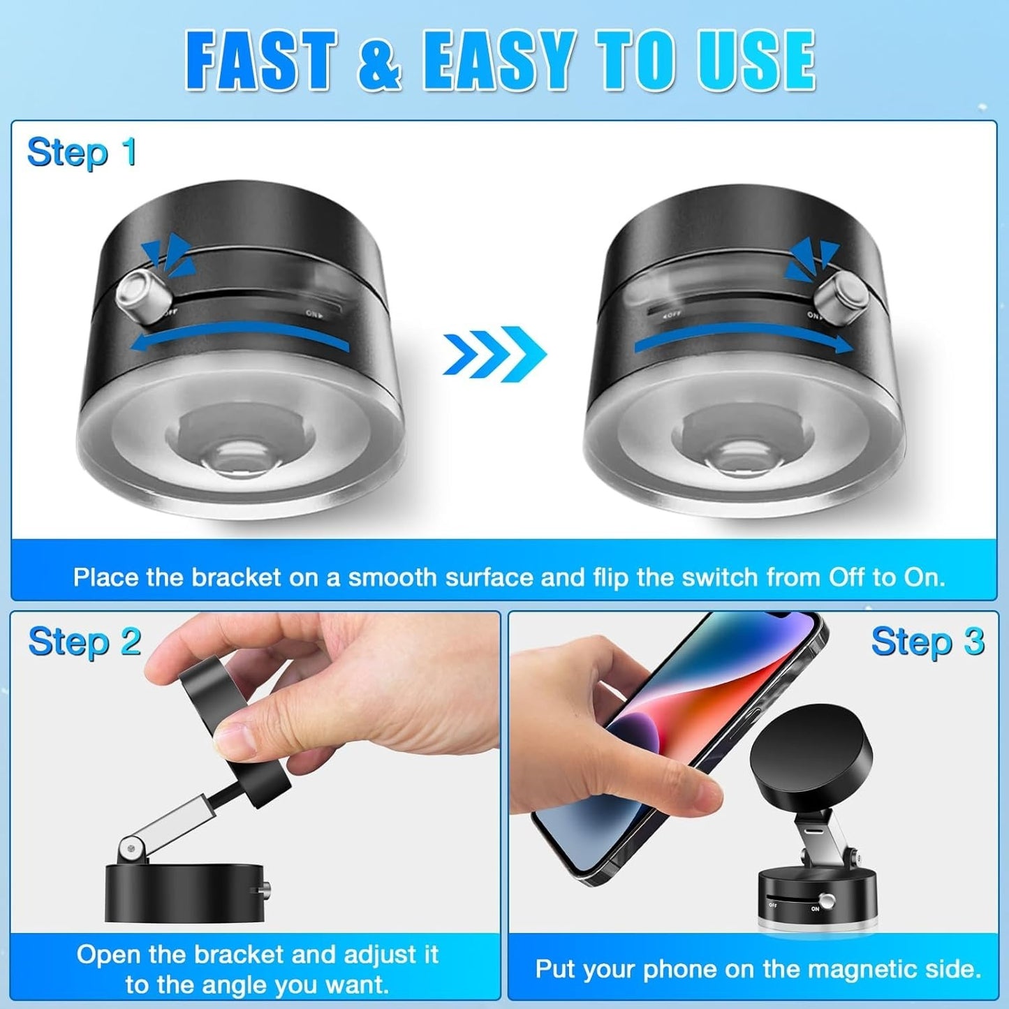 Vacuum Magnetic Suction Cup Folding Stand – Double-Sided Universal Mobile Phone Holder