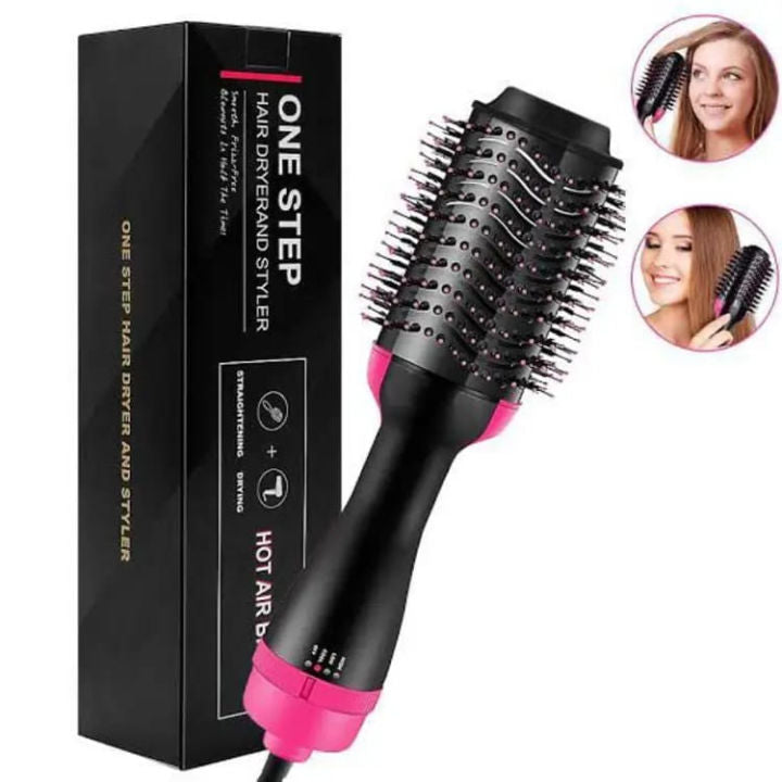 One Step Hot Air Brush Hair Dryer Straightener & Curler...