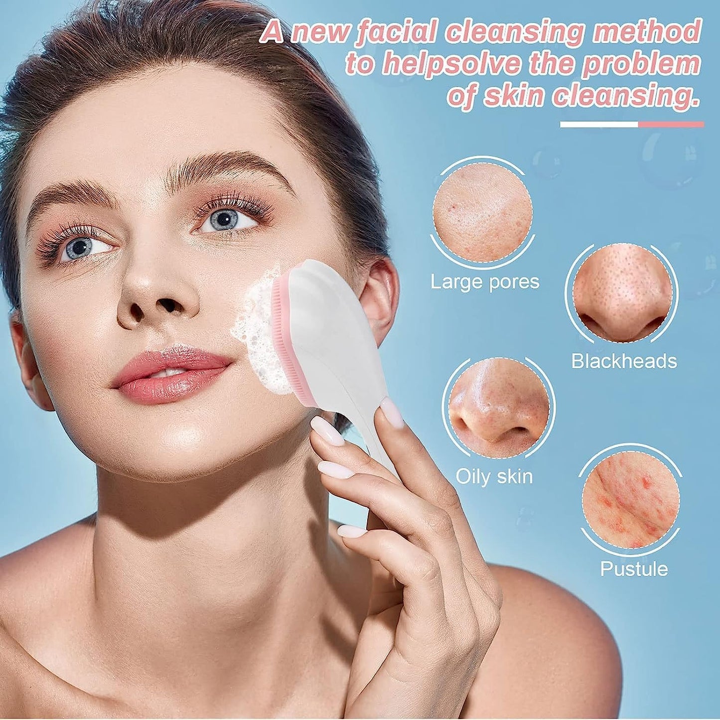 Silicone Face Scrubber Brush, Manual Handheld Massager, (Random Color)