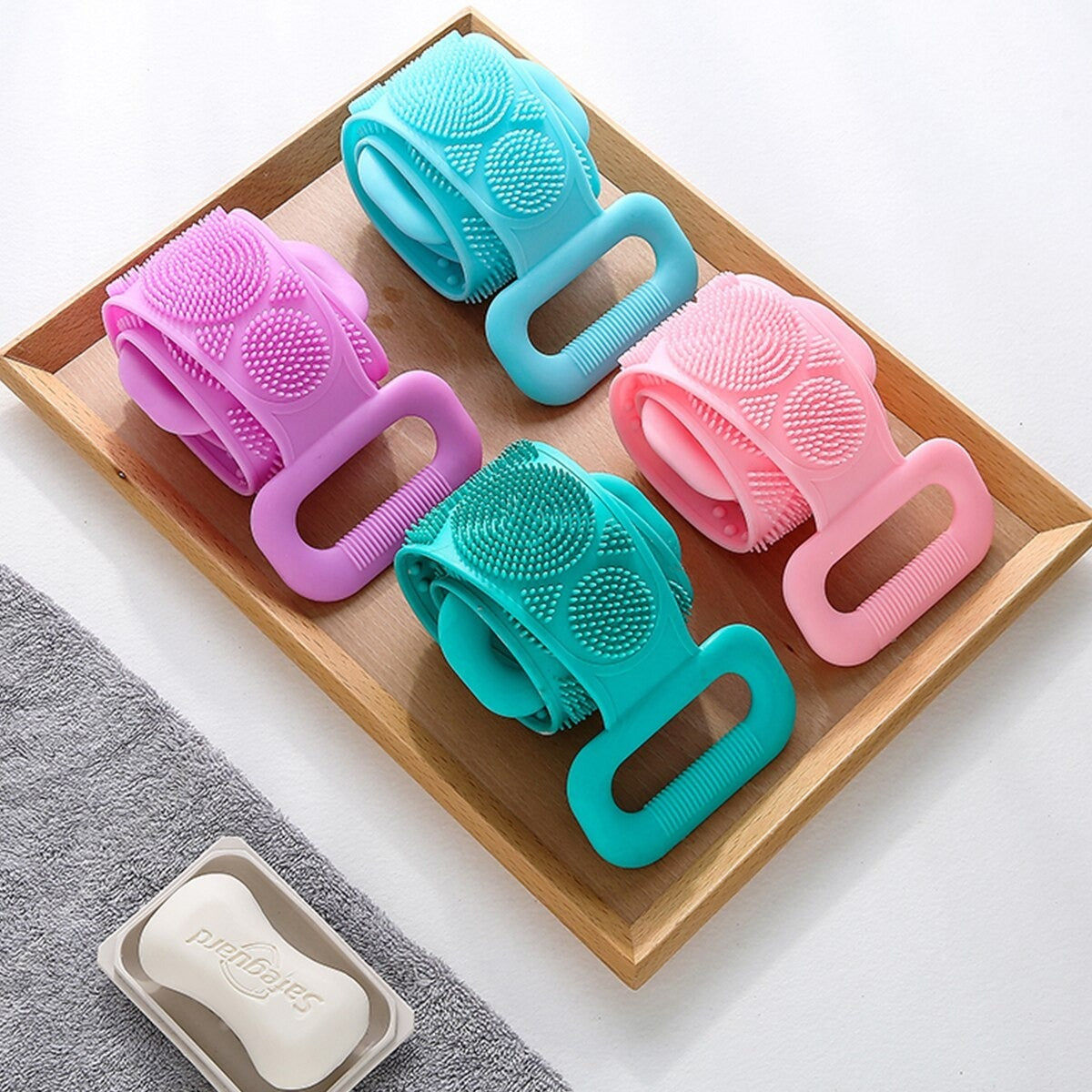 Silicone Bath Body Brush Soft Rubbing Exfoliating Massage For Back Cleaning | Random Colour