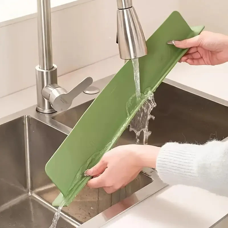 Silicone Sink Splash Guard Flexible Water Splash Stopper with Double Suction Cups |15 Inch Random Color