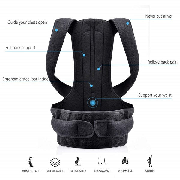 Adjustable Magnetic Posture Corrector Back Support Belt for Back Pain Relief