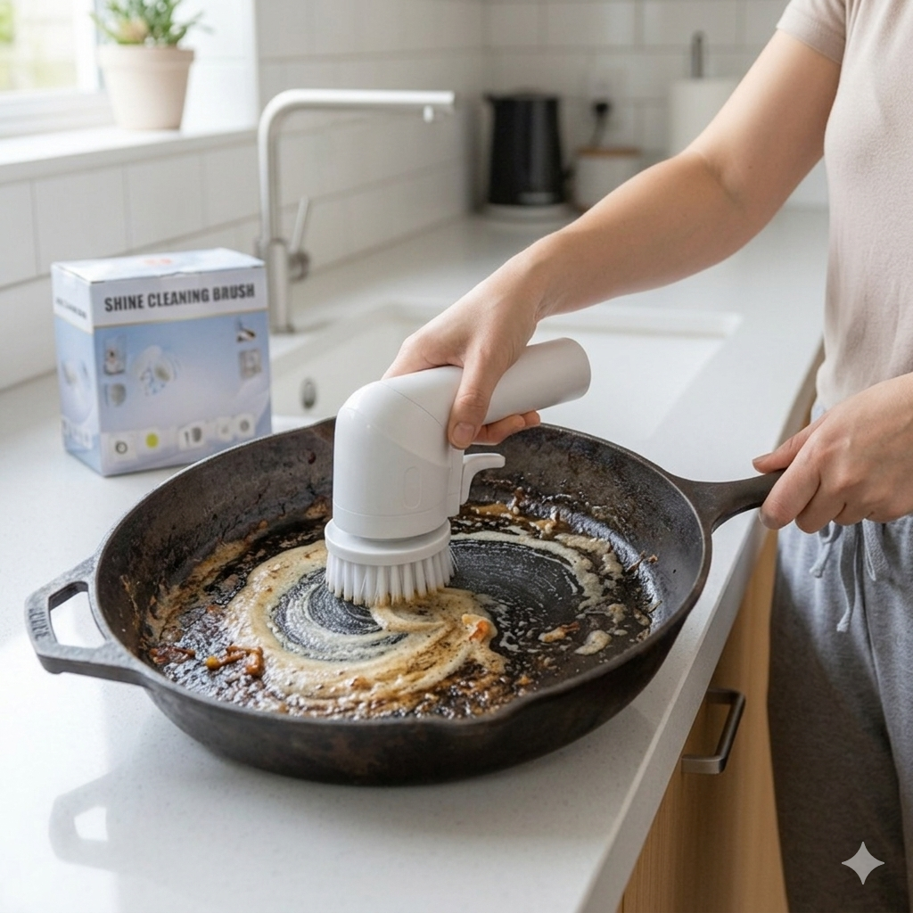 Electric Cleaning Brush With Multiple Attachments For Efficient Home Cleaning – 360° Rotating Scrubber With Sponge, Brush, And Steel Wool Heads