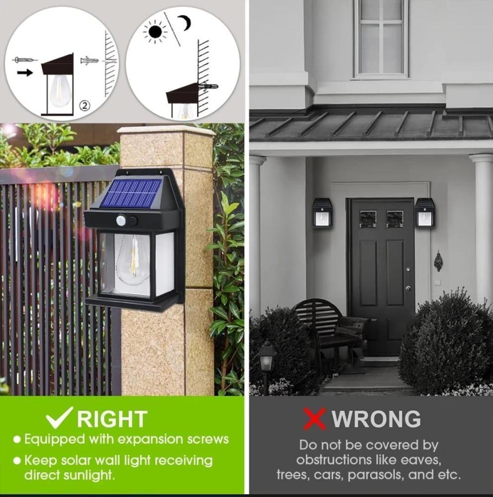 Solar Interaction Wall Lamp BK-888 – Waterproof Outdoor Motion Sensor Filament LED Lantern