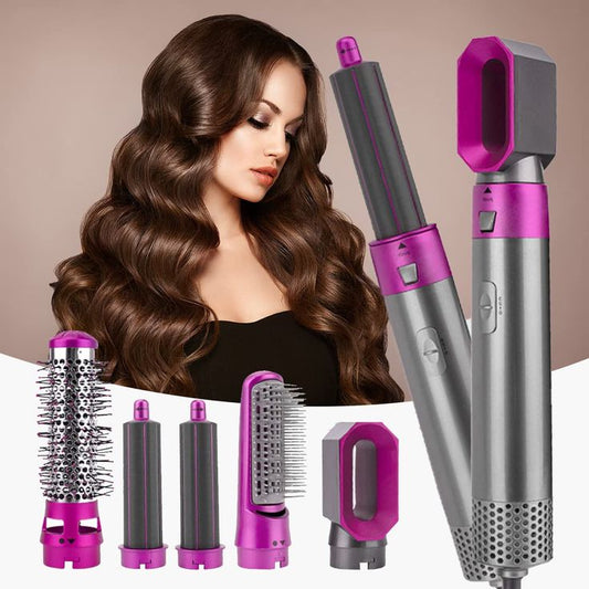 High Quality 5 In 1 Hair Styler Brush Hair Straightener Curler Blow Dryer Volumizer Negative Ionic Electric Air Wrap With Detachable Brush Heads