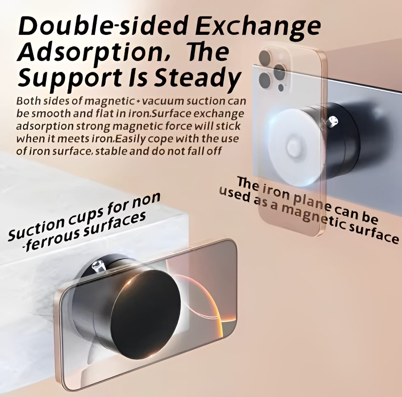 Vacuum Magnetic Suction Cup Folding Stand – Double-Sided Universal Mobile Phone Holder